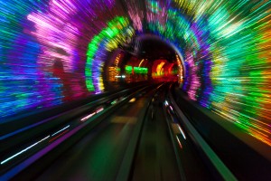 futuristic super speed traffic  blur motion in tunnel