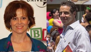 Sigorney Weaver and Andrew Cuomo