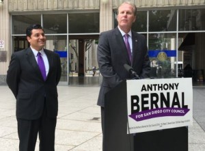 San Diego Mayot Kevin Faulconer endorses Anthony Bernal for Council District Three Photo: Thom Senzee