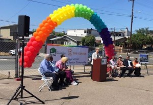 Sue Reynolds, President and CEO of Community HousingWorks,  speaking at the groundbreaking ceremony.