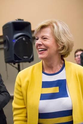 U.S. Senator Tammy Baldwin (D-WI) prepares to take the caucus briefing stage. LGBT Caucus. Pennsylvania Convention Center. (July 26, 2016) 