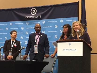 Actress Chloë Grace Moretz expresses deep support for the LGBT community. LGBT Caucus. Pennsylvania Convention Center. (July 26, 2016) 