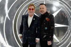 Recording artist Elton John (L) and David Furnish attend the 25th Annual Elton John AIDS Foundation's Oscar Viewing Party at The City of West Hollywood Park Feb. 26 in West Hollywood, California. (Photo by Michael Kovac/Getty Images for EJAF)