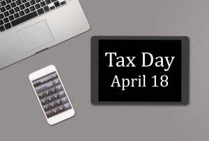 Tax Day concept using computer keyboard