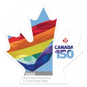 Canada Post stamp commemorating the 2005 passage of the Civil Marriage Act (CNW Group/Canada Post)