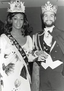 Emperor I Omar & Empress I Tawny Tann at the first Coronation of the Imperial Court de San Diego, August 13, 1973 at the Royal Inn at the Wharf.