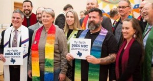 Texas clergy demonstrate against discrimination.